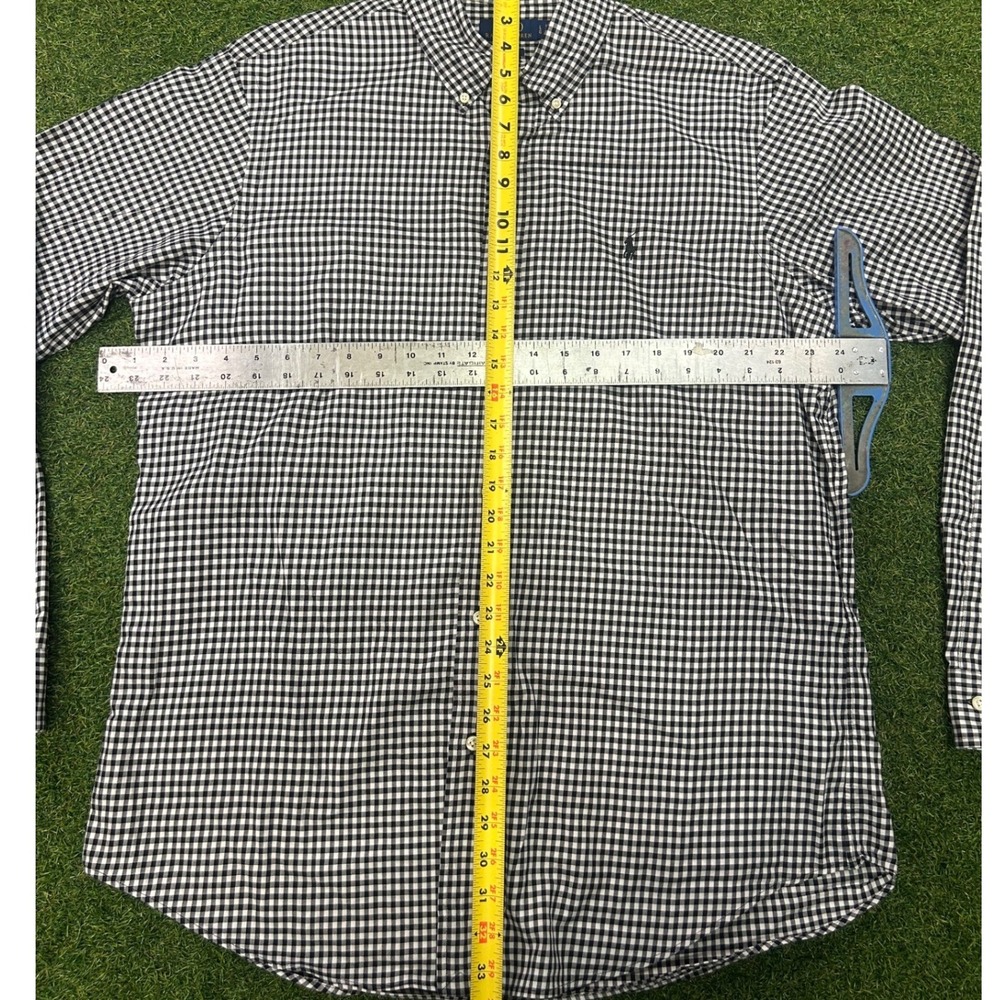 Polo Ralph Lauren Mens Classic Fit Gingham Button Down Shirt Navy White LG - Picture 6 of 6